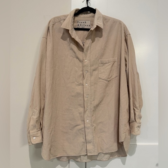 FRANK & EILEEN SHIRLEY Oversized Button-Up Shirt in Beige Sand Color Size XL - Picture 8 of 16